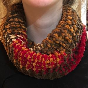 Handmade knit cowl, super soft, w/deep warm colors